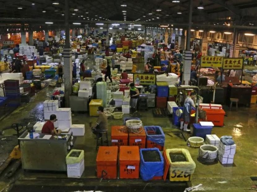 A view of fish merchants at the Jurong Fishery Port.