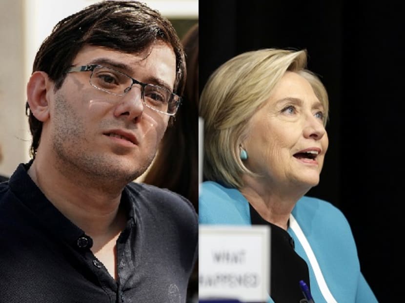 Former pharmaceutical executive Martin Shkreli, who is awaiting sentencing for a fraud conviction, was sent to jail on Wednesday (Sept 13) after a federal judge revoked his bail because he had offered US$5,000 (S$6,756) for a strand of former secretary of state Hillary Clinton’s hair. Photos: Reuters, AP