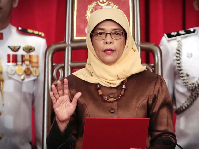 President Halimah Yacob is sworn in on 14 Sept, 2017. Photo: Jason Quah