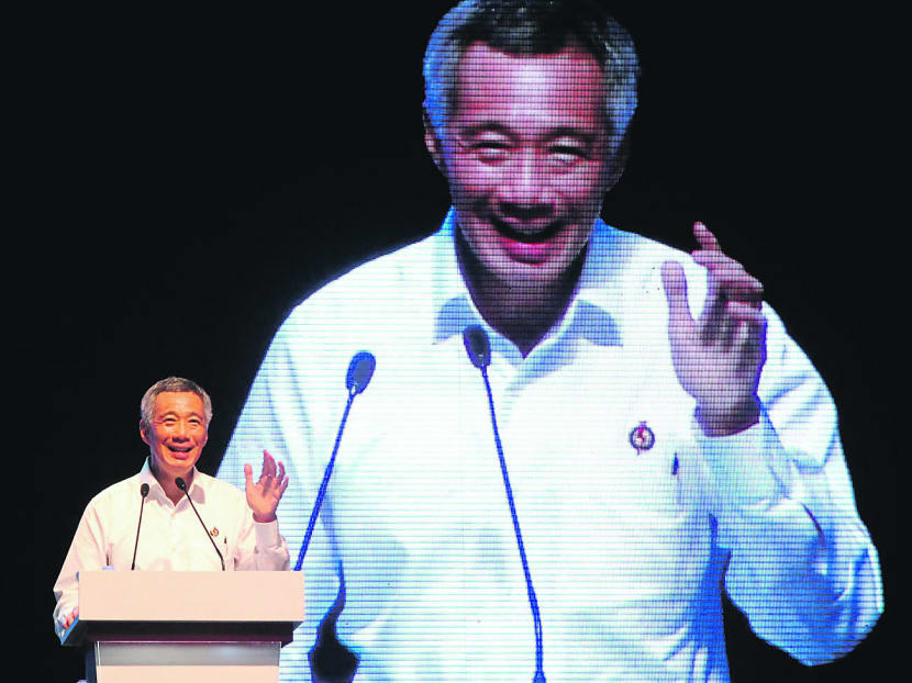 Prime Minister Lee Hsien Loong speaks at the PAP's Party Convention 2013 held at the Kallang Theatre yesterday. Photo: Ooi Boon Keong