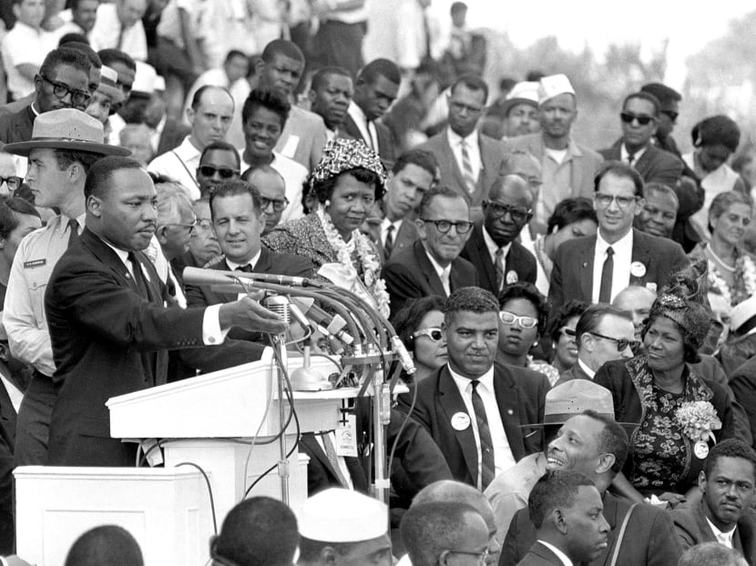 The Reverend Dr Martin Luther King Jr, head of the Southern Christian Leadership Conference, gestures during his "I Have a Dream" speech as he addresses thousands of civil rights supporters gathered in Washington, DC, on Aug 28, 1963. Photo: AP