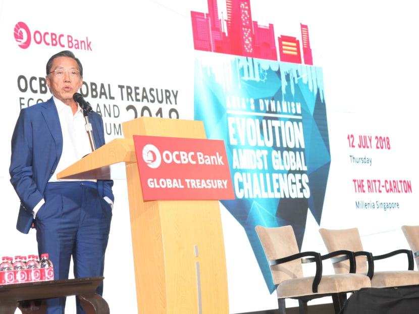 Mr Ho Kwon Ping, Executive Chairman of Banyan Tree, speaks at the OCBC Global Treasury Economic and Business Forum 2018 at The Ritz-Carlton, Millenia Singapore. Mr Ho Kwon Ping, Executive Chairman of Banyan Tree, speaks at the OCBC Global Treasury Economic and Business Forum 2018 at The Ritz-Carlton, Millenia Singapore.