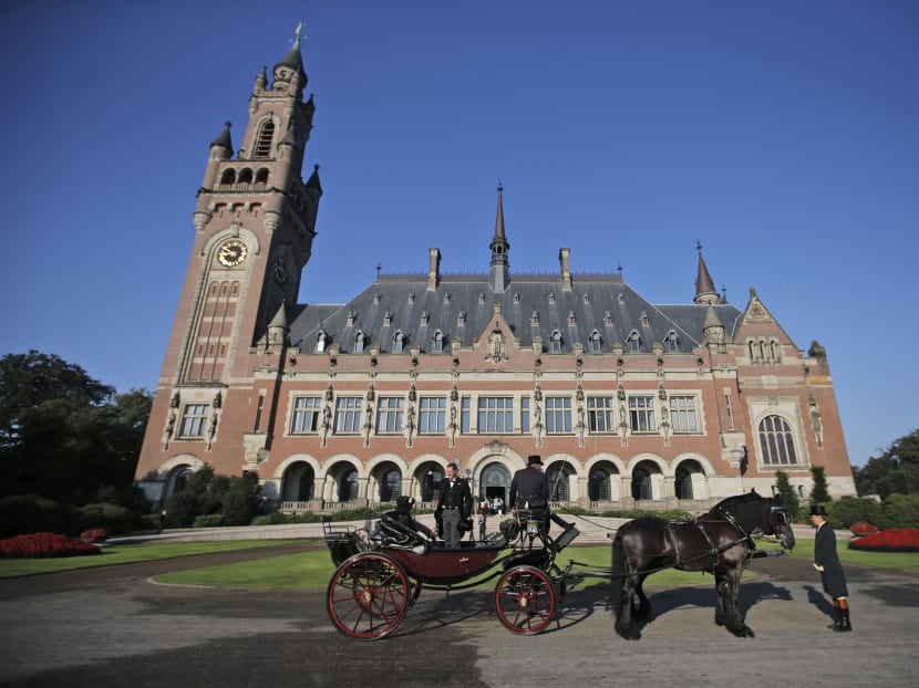 A horse-drawn carriage stands in front of the Peace Palace, seat of the International Court of Justice (ICJ) in The Hague, Netherlands, on Aug 28, 2013. Photo: AP