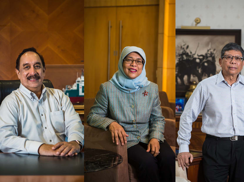 So far, three people have indicated an intention to contest. Mr Farid Khan Kaim Khan (L) and Mr Mohamed Salleh Marican (R) submitted their application forms last week, while the third potential candidate, former Speaker of Parliament Halimah Yacob (C) has said she would submit her application “in due course”. Photo: TODAY