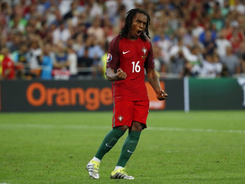 Portugal’s Renato Sanches celebrates scoring during the penalty shootout. At 18, he is Portugal’s youngest player ever to be called up for a major tournament, surpassing the record previously held by Cristiano Ronaldo. Photo: REUTERS