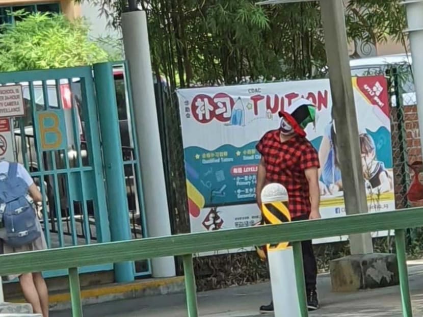 Speaker of Parliament Tan Chuan-Jin took to Facebook on Monday and posted a picture of a man dressed as a clown outside what appeared to be a school near Bedok South.