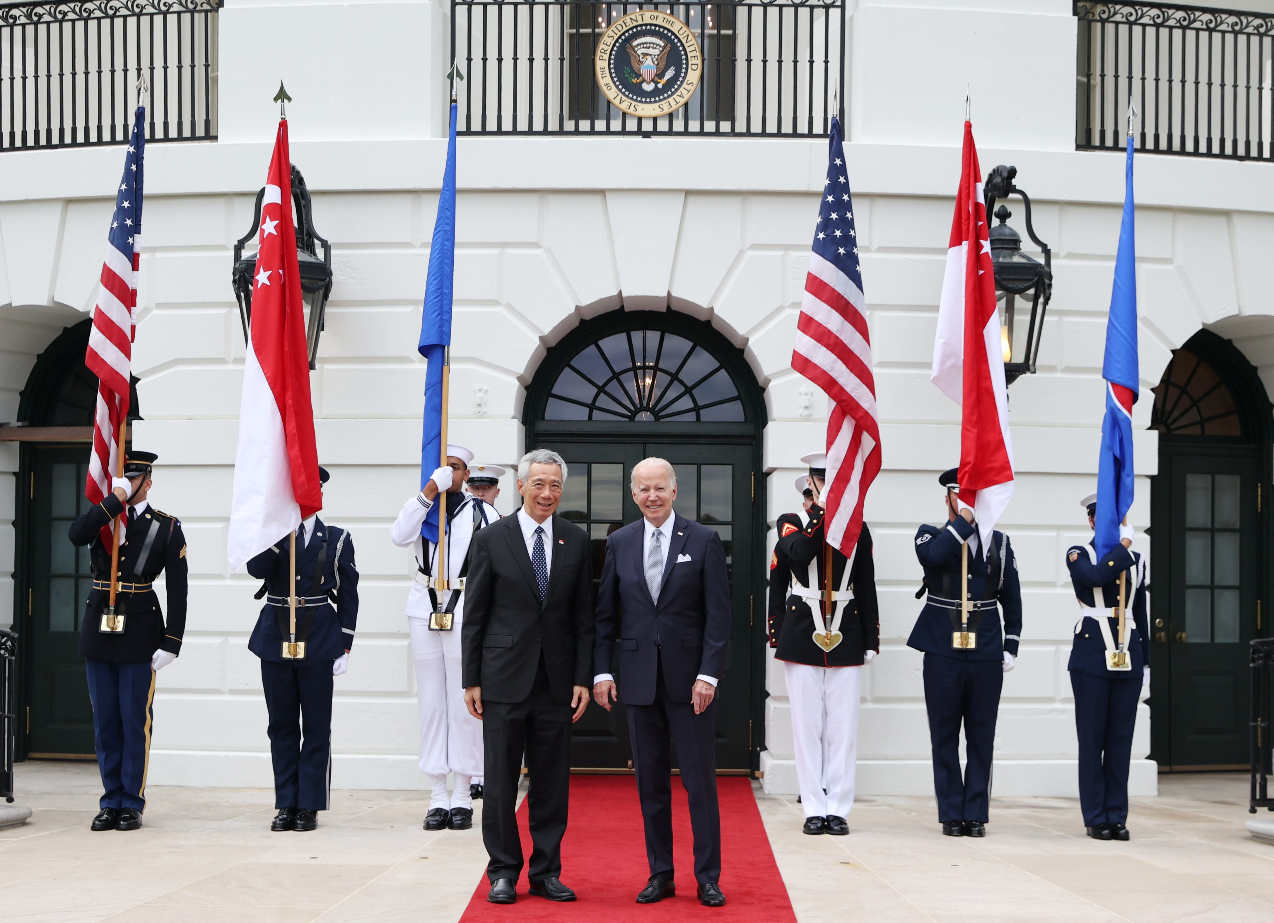 Prime Minister Lee Hsien Loong (left) with US President Joe Biden at the White House on May 12, 2022.