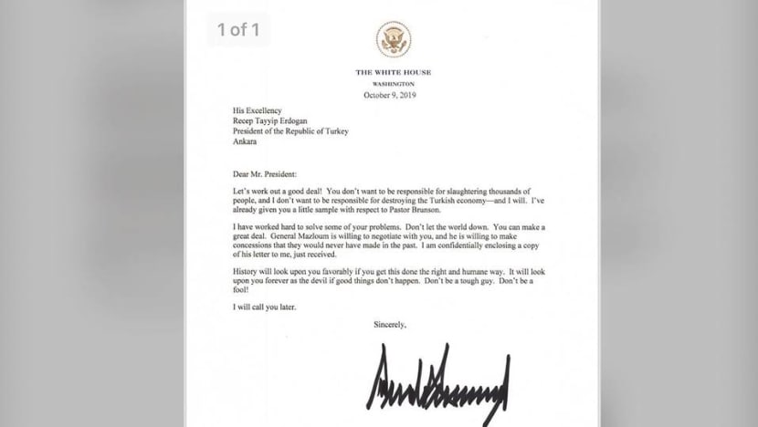 'Don't be a tough guy' or 'a fool', Trump tells Erdogan in letter 'Don't be a tough guy' or 'a fool', Trump tells Erdogan in letter