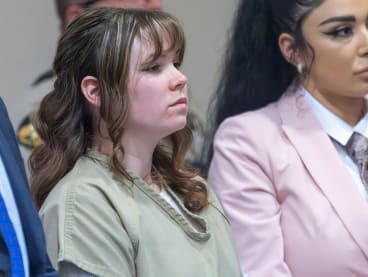 Hannah Gutierrez-Reed, the former armorer at the movie Rust, stands in front of the judge as she listens during her sentencing hearing in First District Court, in Santa Fe, New Mexico, US on April 15, 2024.
