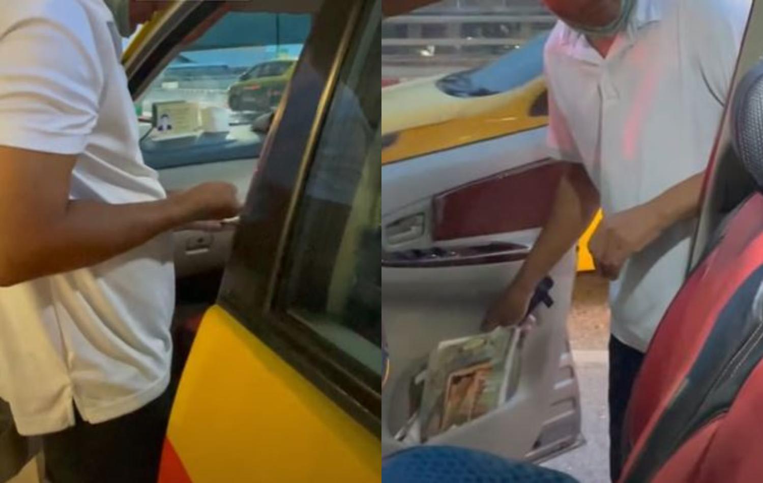 Ms Naomi Tan said that a taxi driver in Bangkok, Thailand “turned aggressive” when she pressed for change after giving him a 1,000 baht dollar note, pulling out a knife stashed at the side door of the driver’s seat (pictured right). Ms Naomi Tan said that a taxi driver in Bangkok, Thailand “turned aggressive” when she pressed for change after giving him a 1,000 baht dollar note, pulling out a knife stashed at the side door of the driver’s seat (pictured right).