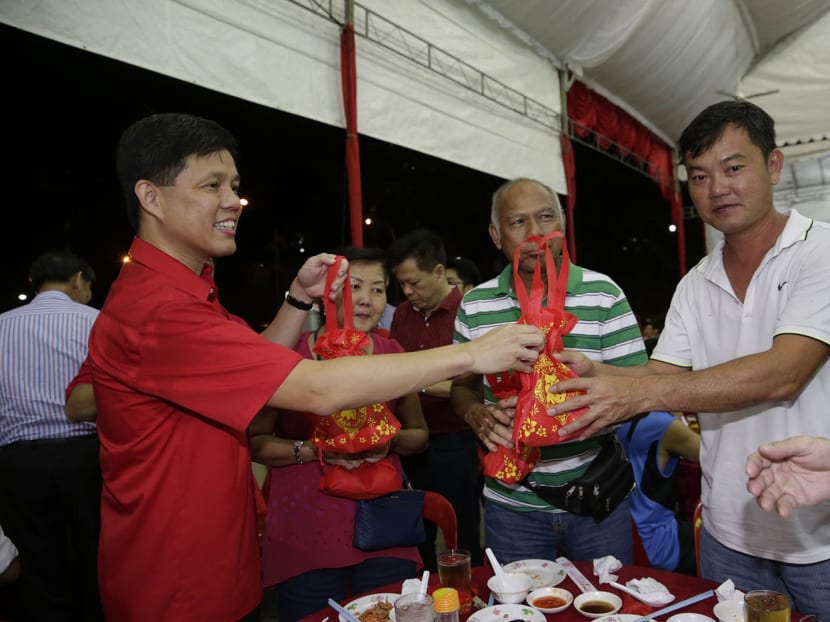 Labour chief Chan Chun Sing at his constituency's Chinese New Year dinner on Feb 14, 2016. Photo: Wee Teck Hian