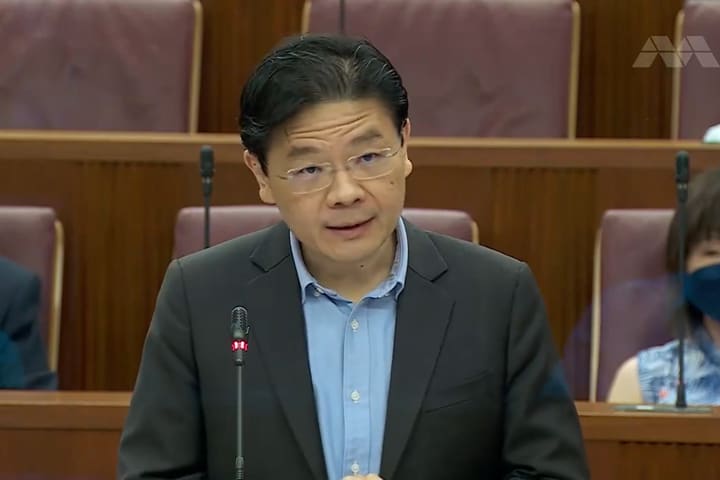 Finance Minister Lawrence Wong speaking in Parliament on March 2, 2022. Finance Minister Lawrence Wong speaking in Parliament on March 2, 2022.