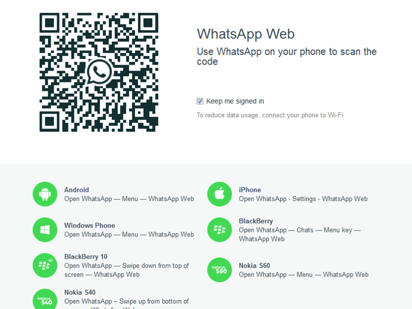 Screenshot of WhatsApp Web's website, which now displays an option for iPhone users. Photo: WhatsApp Web