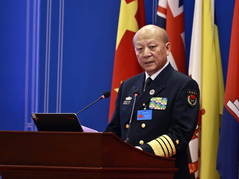 China's commander-in-chief of the People's Liberation Army Navy Wu Shengli speaks during an opening session of the Western Pacific Naval Symposium in Qingdao, Shandong province, April 22, 2014.  Photo: Reuters