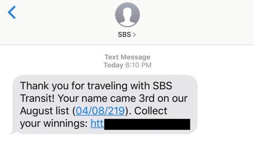 SBS Transit warns of scam text messages using company's name SBS Transit warns of scam text messages using company's name