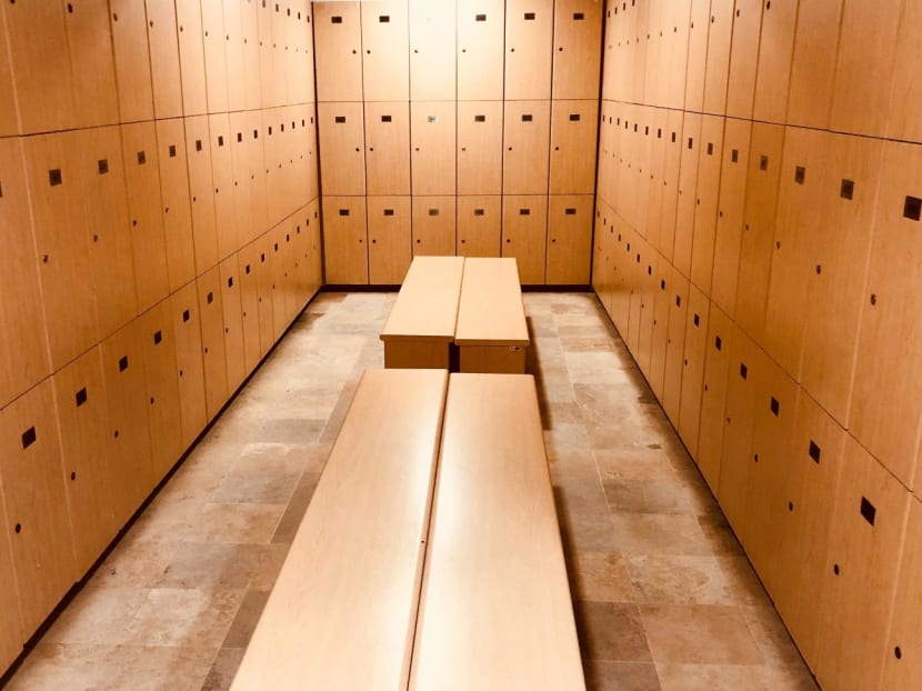 A photo of lockers at a gym.