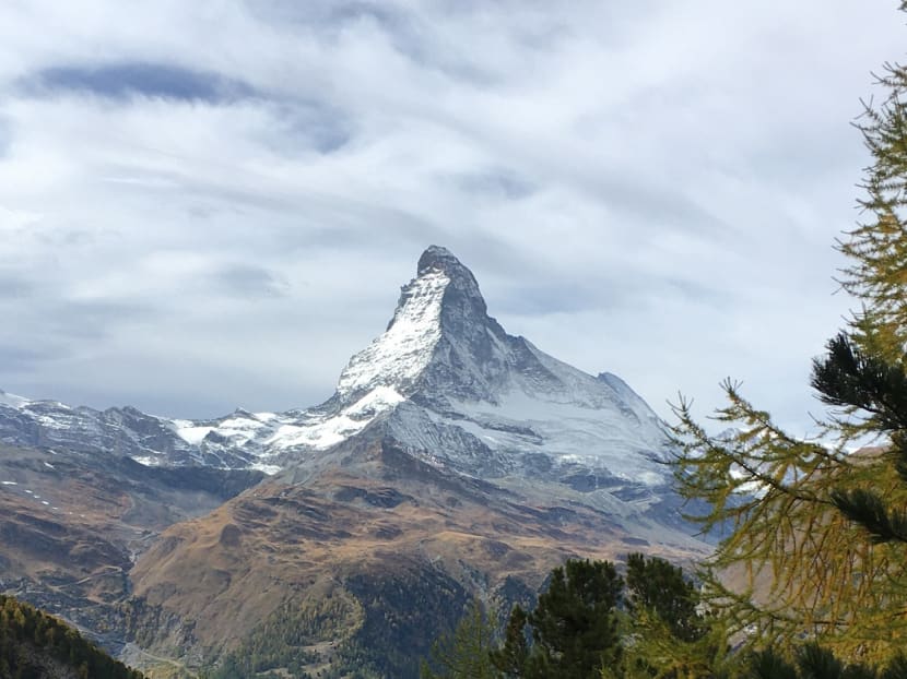 Skiing on ‘Toblerone mountain’ and riding in a crystal-encrusted gondola in Zermatt, Switzerland Skiing on ‘Toblerone mountain’ and riding in a crystal-encrusted gondola in Zermatt, Switzerland
