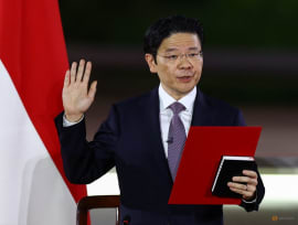 Singapore's Deputy Prime Minister Lawrence Wong is sworn in as Singapore's fourth Prime Minister at the Istana, in Singapore, May 15, 2024. REUTERS/Edgar Su/Pool