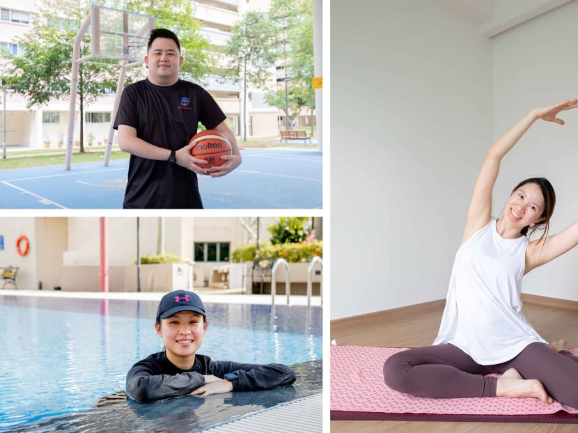Clockwise from top left: Basketball coach Shawn Liu, pilates instructor Kelly Wong and freelance swimming instructor Jolene Wong.