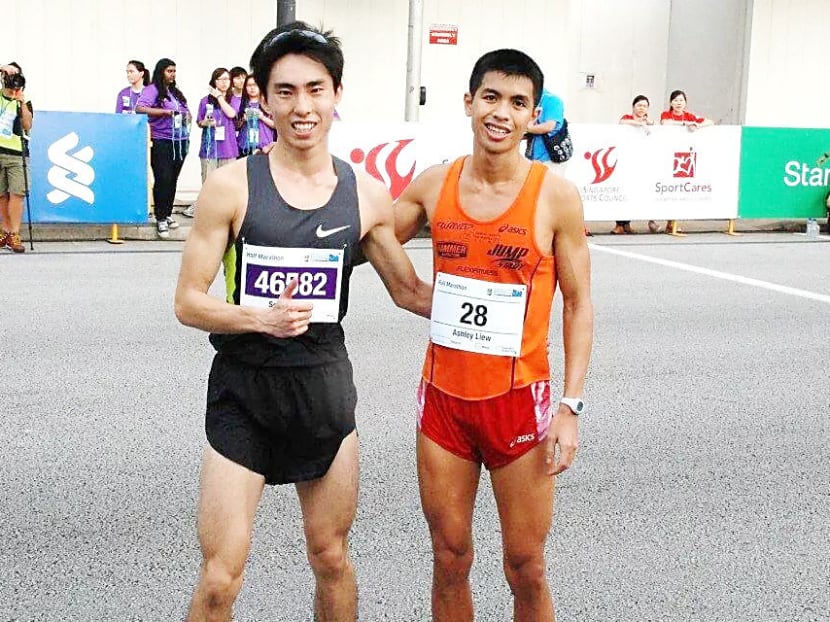 Soh Rui Yong (left) and Ashley Liew are set to represent Singapore for the men's marathon at the 2015 SEA Games. Photo: Soh Rui Yong/Facebook