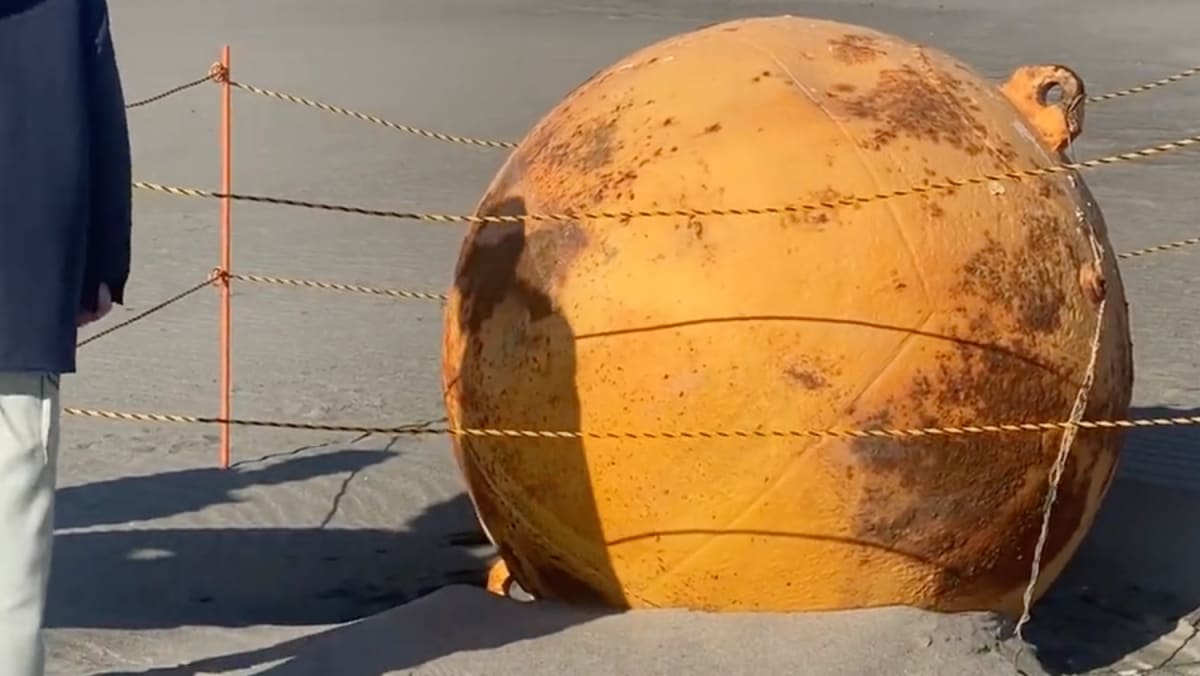 Mysterious, large metal ball on beach sparks intense speculation among