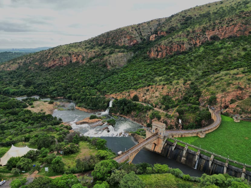 An aerial view of the Hartbeespoort Dam in South Africa.