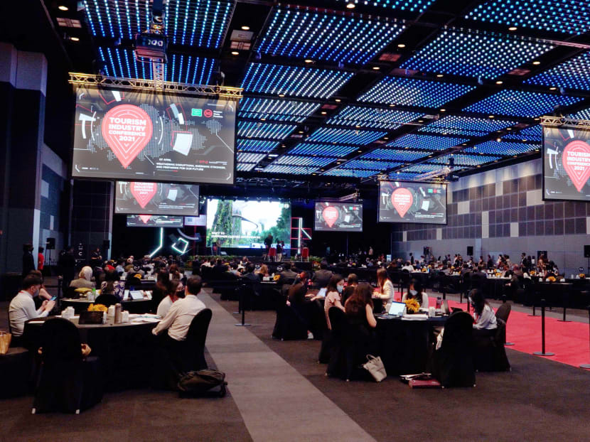 Event company Unearthed Productions provided a virtual and hybrid studio set-up for the Tourism Industry Conference held at Suntec Singapore Convention and Exhibition Centre in April 2021.