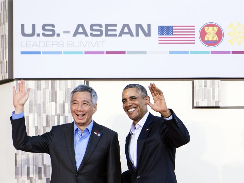 Singapore Prime Minister Lee Hsien Loong (left) and US President Barack Obama at the Special US-ASEAN Summit in Sunnylands estate, California, yesterday. Photo: AFP