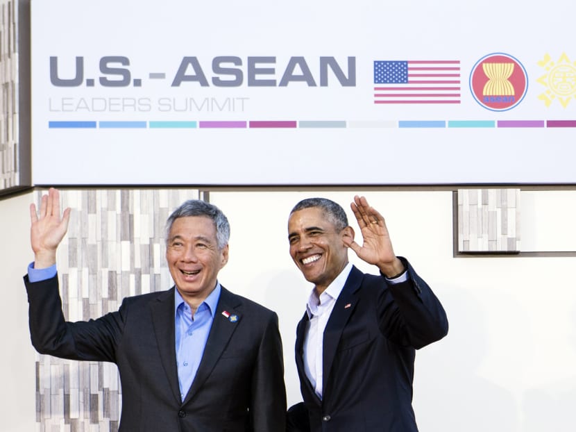 Singapore Prime Minister Lee Hsien Loong (left) and US President Barack Obama at the Special US-ASEAN Summit in Sunnylands estate, California, yesterday. Photo: AFP Singapore Prime Minister Lee Hsien Loong (left) and US President Barack Obama at the Special US-ASEAN Summit in Sunnylands estate, California, yesterday. Photo: AFP
