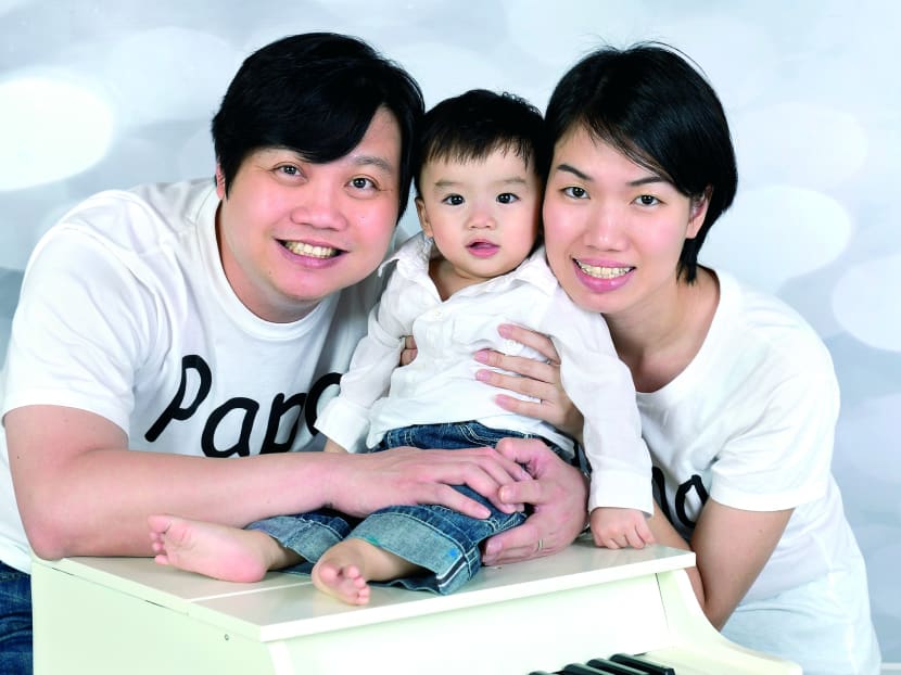 Ms Michelle Goh,33, with her husband Edwin Goh and son Isaac. Ms Goh’s dating agency CompleteMe holds self-improvement courses for singles. Photo: JollyJoy Photography