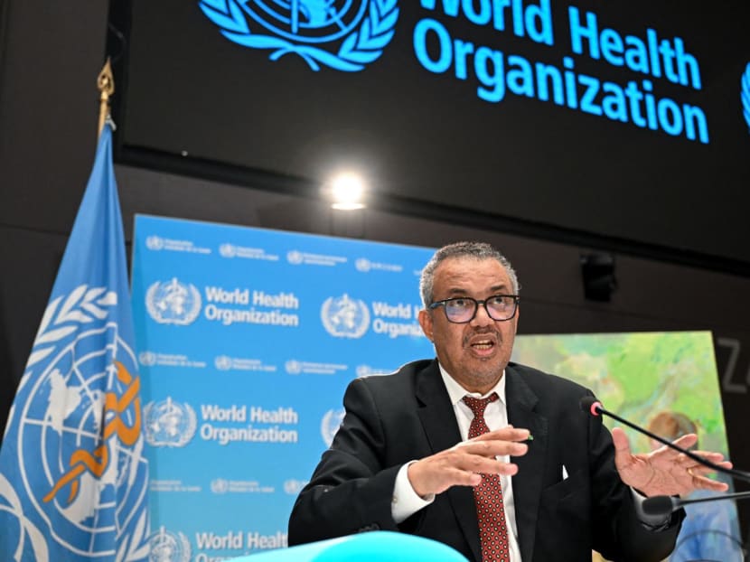 World Health Organization (WHO) chief Tedros Adhanom Ghebreyesus speaks during a press conference on the WHO's 75th anniversary in Geneva, Switzerland, on April 6, 2023
