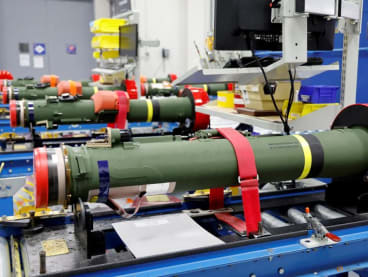 FILE PHOTO: Javeline anti-tank missiles are displayed on the assembly line as U.S. President Joe Biden tours a Lockheed Martin weapons factory in Troy, Alabama, U.S. May 3, 2022. REUTERS/Jonathan Ernst
