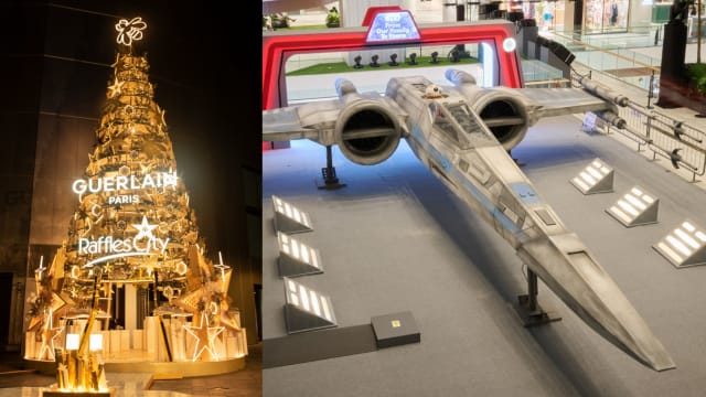 X-wing战斗机空降莱佛士城购物中心　陪Star Wars迷迎接圣诞！