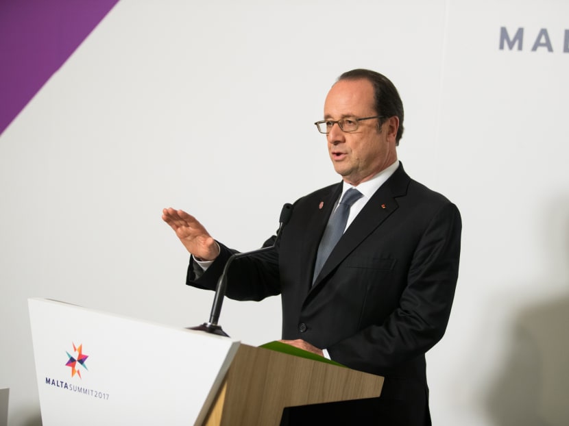 Mr Francois Hollande in Valletta on Feb 3, 2017. Photo: Bloomberg