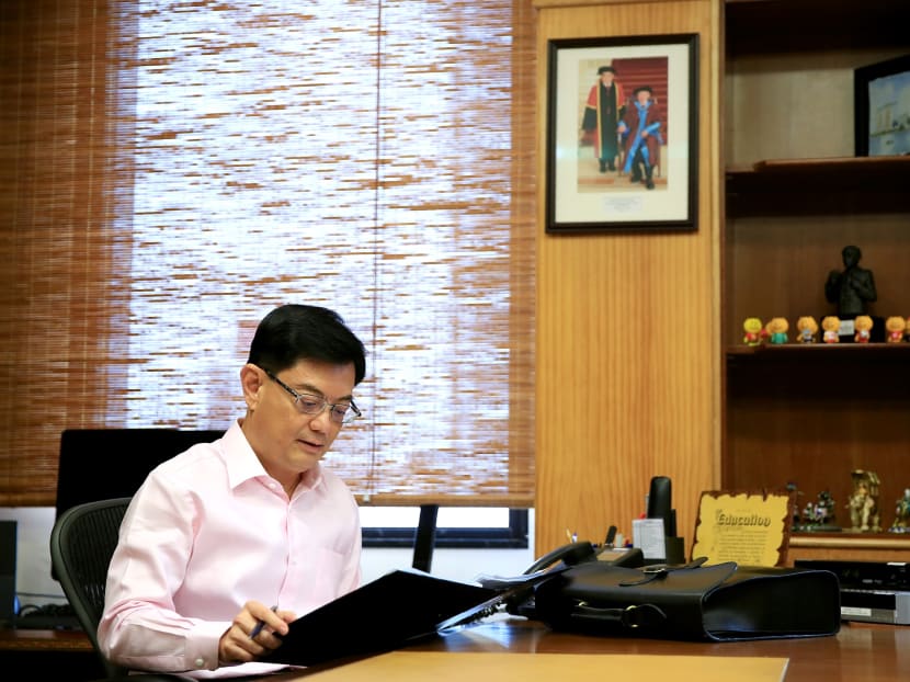 Finance Minister Heng Swee Keat in his office at the Ministry of Finance before delivering the Budget on March 24, 2016. Photo: Koh Mui Fong