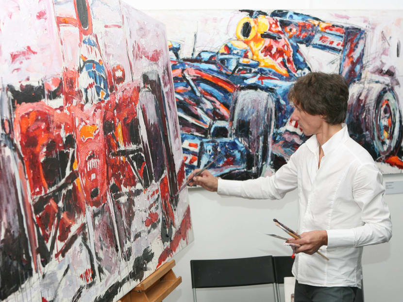 Partygoers with tickets to The Podium Lounge will be treated to a live speed-painting performance by German artist Armin Flossdorf of F1 Arts. Photo: The Podium Lounge