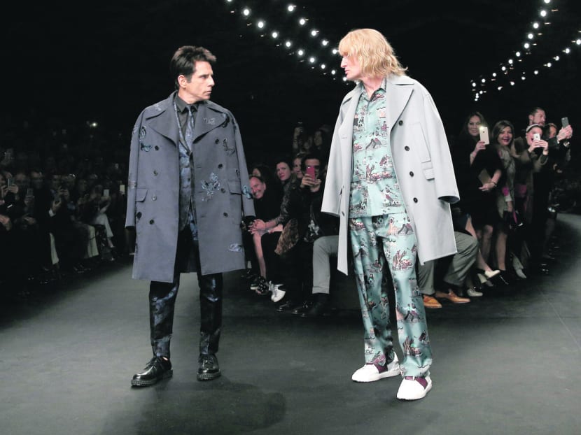 Ben Stiller (left) and Owen Wilson wear creations for Valentino’s collection at Paris Fashion Week.
Photo: AP