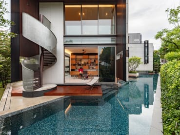 In Singapore, a bungalow with plenty of interesting geometrical forms 
