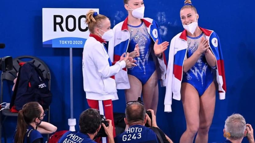 Olympics-Gymnastics-Russia Olympic Committee win women's team gold Olympics-Gymnastics-Russia Olympic Committee win women's team gold