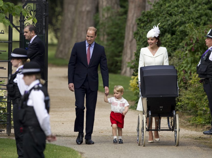In this file photo, Britain's Prince William, Kate the Duchess of Cambridge, their son Prince George walk with their daughter Princess Charlotte in a pram, during an official media event as they arrive for Charlotte's Christening at St Mary Magdalene Church in Sandringham, England.  Photo: AP