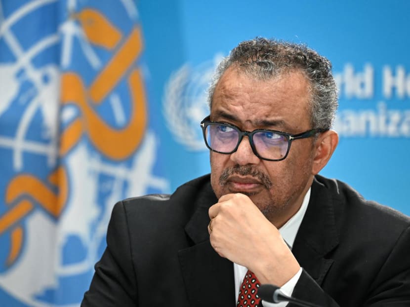 World Health Organization (WHO) chief Tedros Adhanom Ghebreyesus attends a press conference on the WHO's 75th anniversary in Geneva, on April 6, 2023