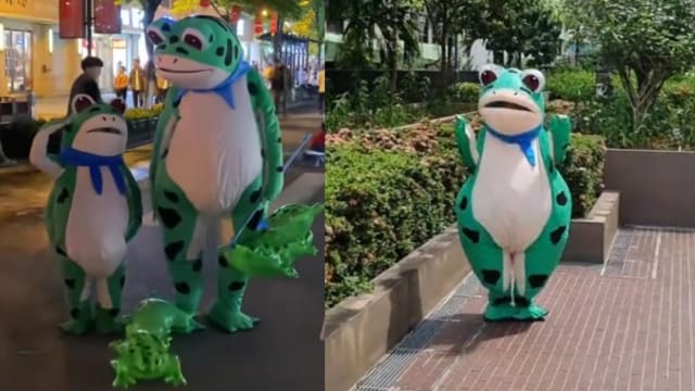 “卖崽青蛙”人偶从中国红到新加坡街头！