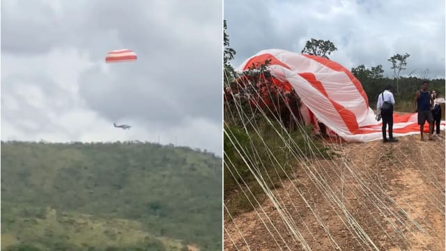 巴西小型飞机空中故障 靠降落伞安全着陆