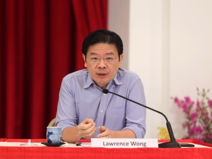 Deputy Prime Minister Lawrence Wong at a press conference on April 16, 2022.