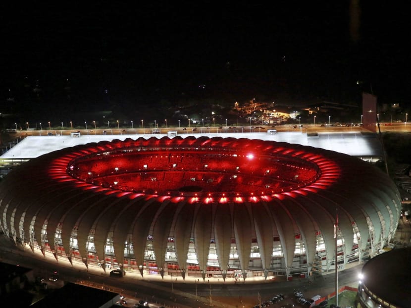 An aerial view shows the Beira-Rio stadium during its opening ceremony in Porto Alegre, April 5, 2014. The stadium will be one of the stadiums hosting the 2014 World Cup soccer matches. Photo: Reuters