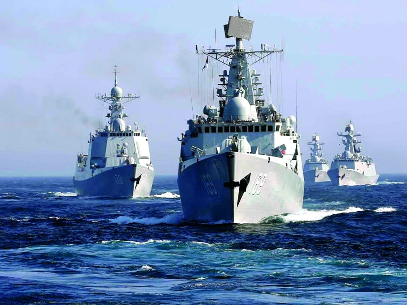 Chinese ships taking part in a joint exercise with Russia. Beijing has been forceful in its claims over parts of the South China Sea, bringing it into conflict with Vietnam and the Philippines. Photo: AP