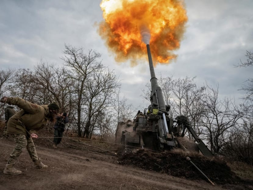 A Ukrainian servicewoman fires a 2S7 Pion self-propelled gun at a position, as Russia's attack on Ukraine continues, on a frontline in Kherson region, Ukraine Nov 9, 2022. A Ukrainian servicewoman fires a 2S7 Pion self-propelled gun at a position, as Russia's attack on Ukraine continues, on a frontline in Kherson region, Ukraine Nov 9, 2022.