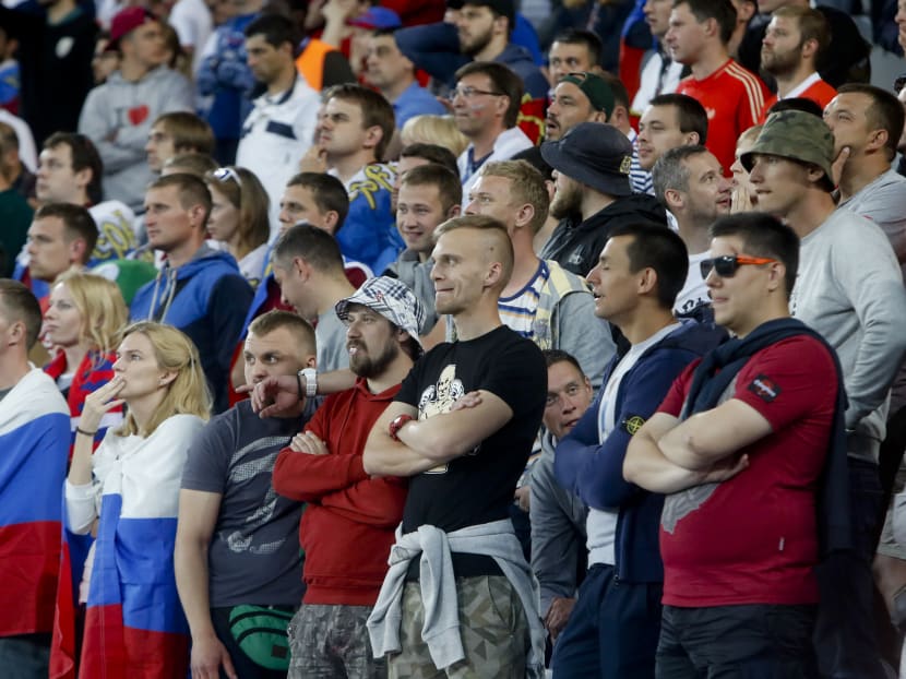 Russian supporters watch the Euro 2016 Group B soccer match between Russia and Slovakia at the Pierre Mauroy stadium in Villeneuve d’Ascq, near Lille, France, on June 15, 2016. Photo: AP