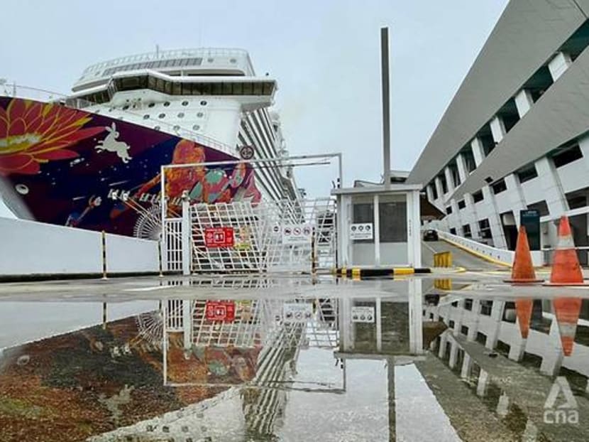 Dream Cruises' World Dream ship at the Marina Bay Cruise Centre on July 14, 2021. Dream Cruises' World Dream ship at the Marina Bay Cruise Centre on July 14, 2021.
