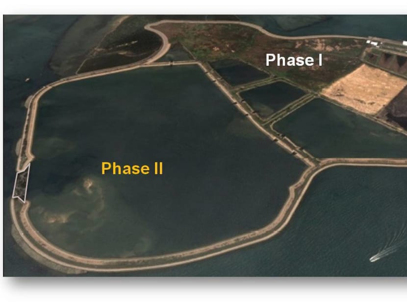 Aerial view of Phase I and II of Semakau Landfill. Photo: National Environment Agency